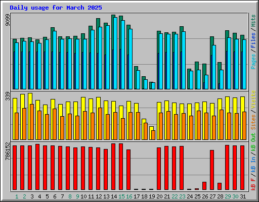 Daily usage for March 2025